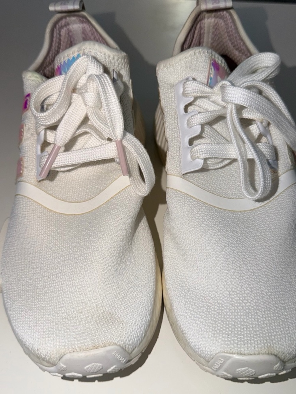 adidas White Kids Sneakers with Pink Details